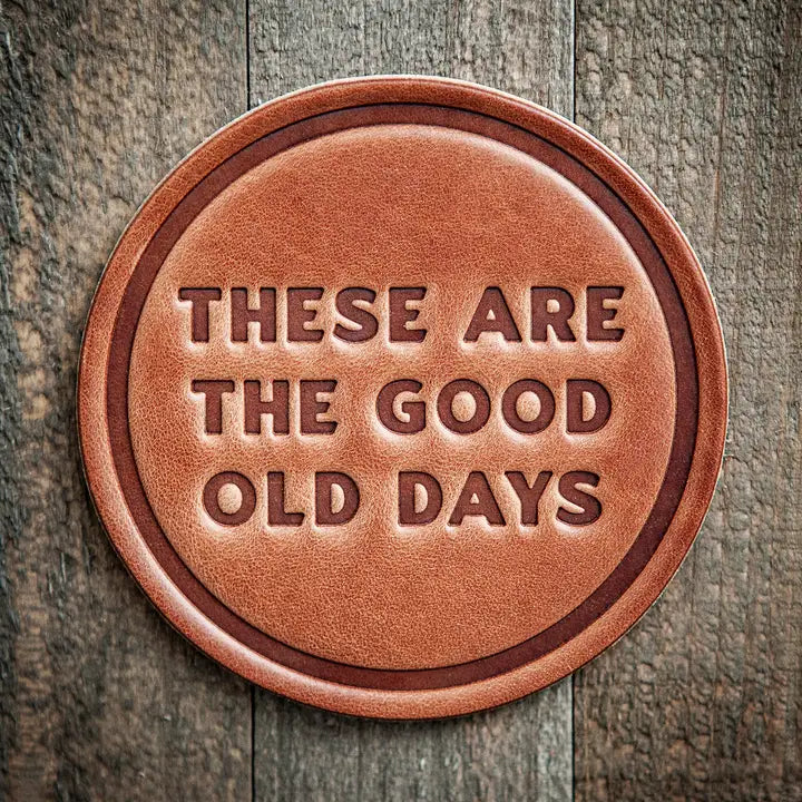 Good Old Days Leather Coaster
